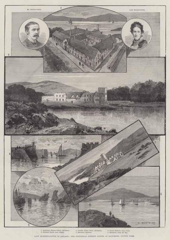 Lady Burdett-Coutts v Irsku, průmyslová rybářská škola v Baltimore, hrabství Cork od Charles Auguste Loye