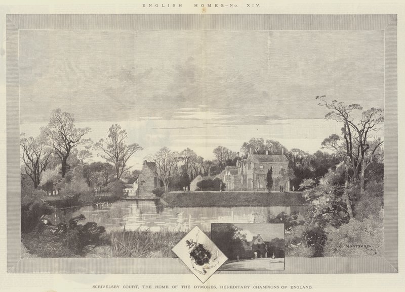 Scrivelsby Court, domov Dymoků, dědiční šampióni Anglie od Charles Auguste Loye