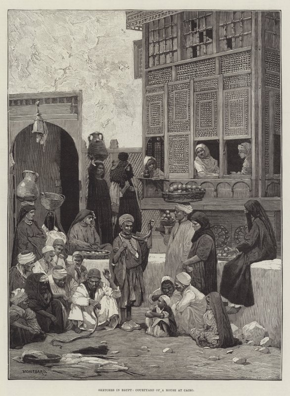 Skici v Egyptě, nádvoří domu v Káhiře od Charles Auguste Loye