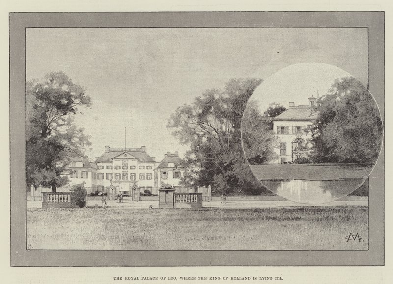 Královský palác v Loo, kde nemocný leží holandský král od Charles Auguste Loye