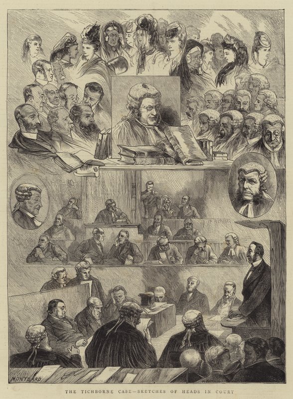 Případ Tichborne, náčrtky hlav u soudu od Charles Auguste Loye