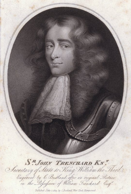 Sir John Trenchard , anglický politik a ministr zahraničí pro Severní oddělení za krále Williama III (rytina) od Charles Bestland