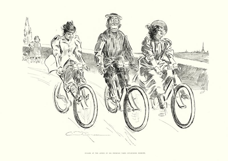 Gullem na radu svého lékaře cvičí venku (litografie) od Charles Dana Gibson