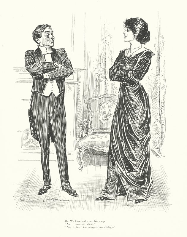 On: Měli jsme hroznou potyčku. "A já z toho vyšel jako vítěz." "Ne, to já. Přijal jsi mou omluvu." (lit.) od Charles Dana Gibson