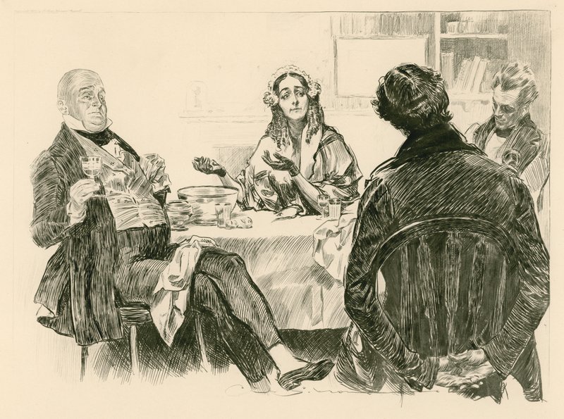 Pan a paní Micawberovi, David Copperfield a Traddles od Charles Dana Gibson