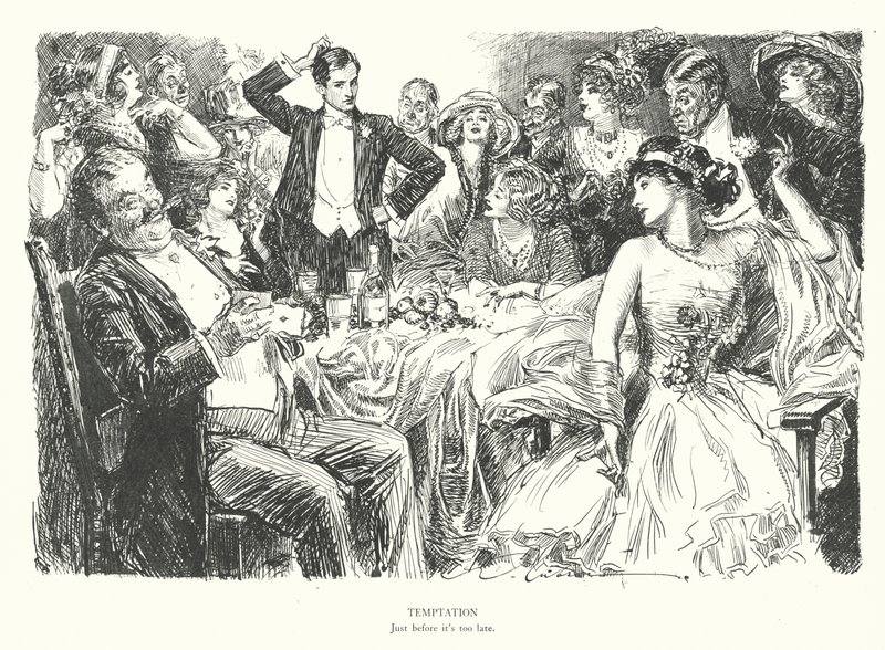 Pokušení, Těsně předtím, než bude pozdě (litografie) od Charles Dana Gibson