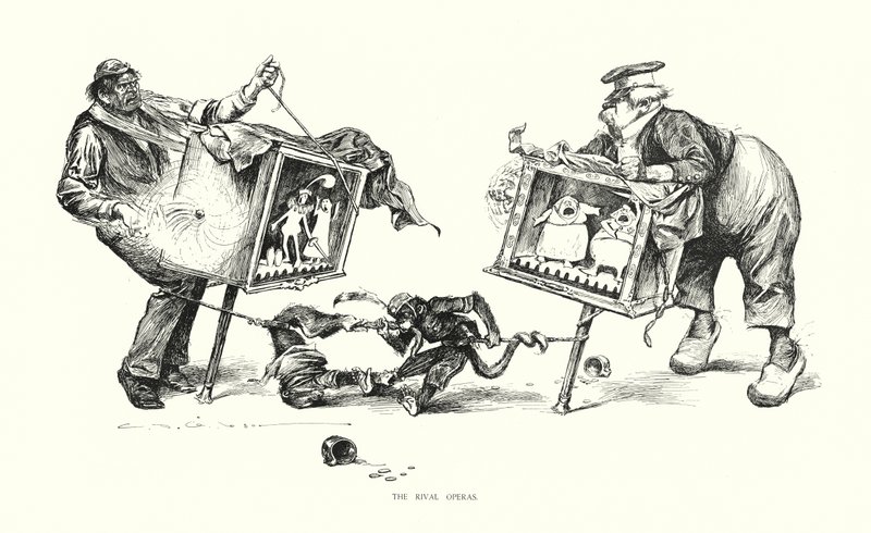 Soupeřící opery (litografie) od Charles Dana Gibson
