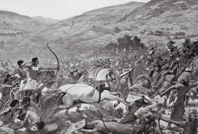 Sety I. v Sýrii, 19. dynastie (litografie) od Charles Daniel Ward