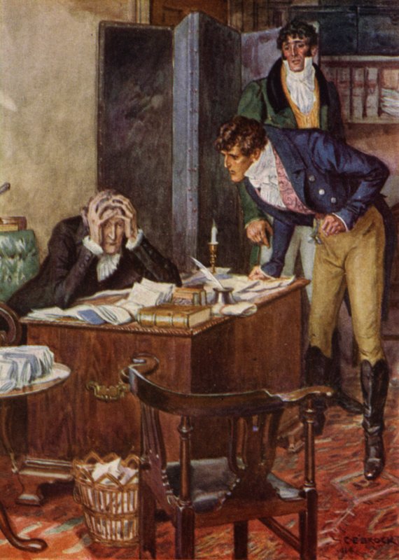 Ilustrace pro The Amateur Gentleman od Jefferyho Farnola (barevné lito) od Charles Edmund (after) Brock