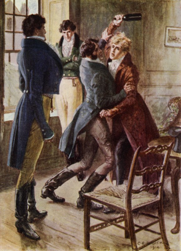 Ilustrace pro The Amateur Gentleman od Jefferyho Farnola (barevné lito) od Charles Edmund (after) Brock