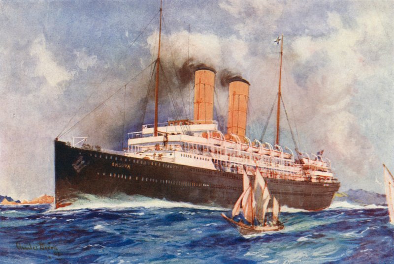 Orient liner SS Orsova (barevná litografie) od Charles Edmund (after) Brock