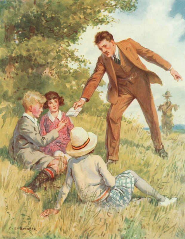 "Jste mladí ochotni udělat něco pro svou zemi?", scéna z Tajné služby (barva litho) od Charles Edmund Brock
