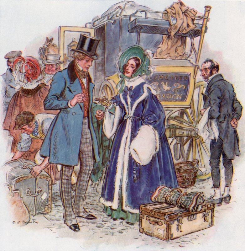 Velká očekávání, Estella přijíždí do Cheapside autobusem z Rochesteru od Charles Edmund Brock