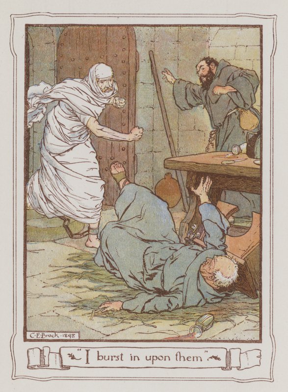 Ilustrace pro Ivanhoe od Sira Waltera Scotta (barevné lito) od Charles Edmund Brock