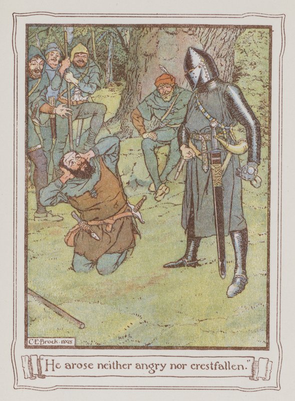 Ilustrace pro Ivanhoe od Sira Waltera Scotta (barevné lito) od Charles Edmund Brock