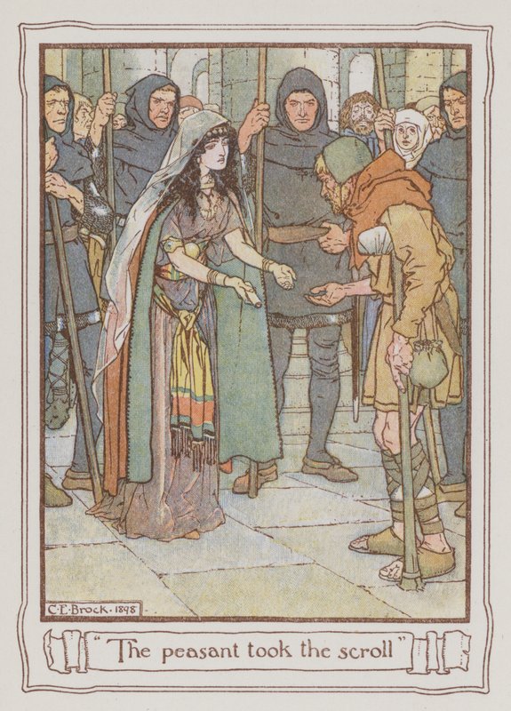 Ilustrace pro Ivanhoe od Sira Waltera Scotta (barevné lito) od Charles Edmund Brock