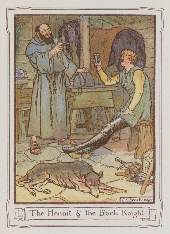 Ilustrace pro Ivanhoe od Sira Waltera Scotta (barevné lito) od Charles Edmund Brock