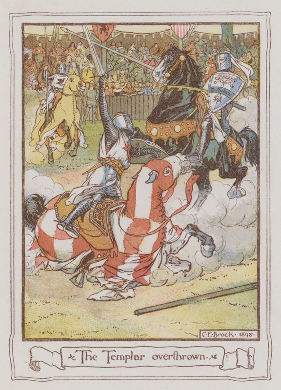 Ilustrace pro Ivanhoe od Sira Waltera Scotta (barevné lito) od Charles Edmund Brock