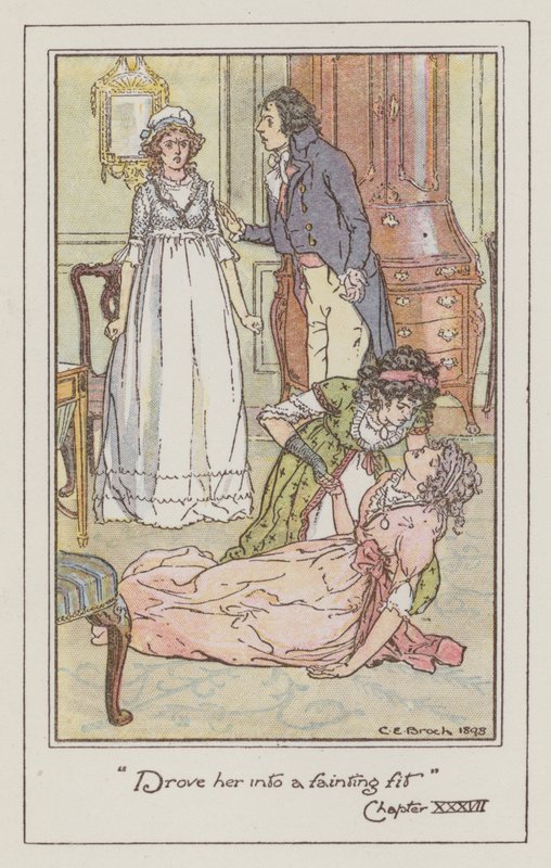 Ilustrace pro Sense and Sensibility od Jane Austen (barevné lito) od Charles Edmund Brock