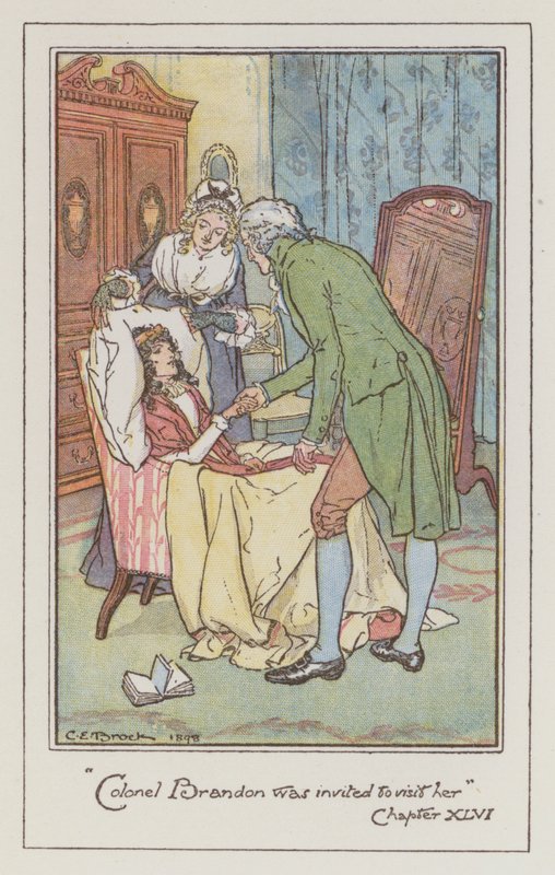 Ilustrace pro Sense and Sensibility od Jane Austen (barevné lito) od Charles Edmund Brock