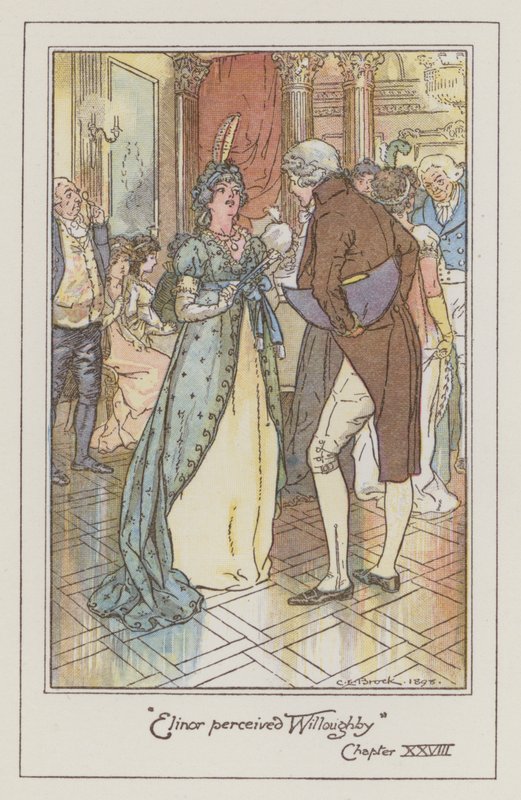 Ilustrace pro Sense and Sensibility od Jane Austen (barevné lito) od Charles Edmund Brock