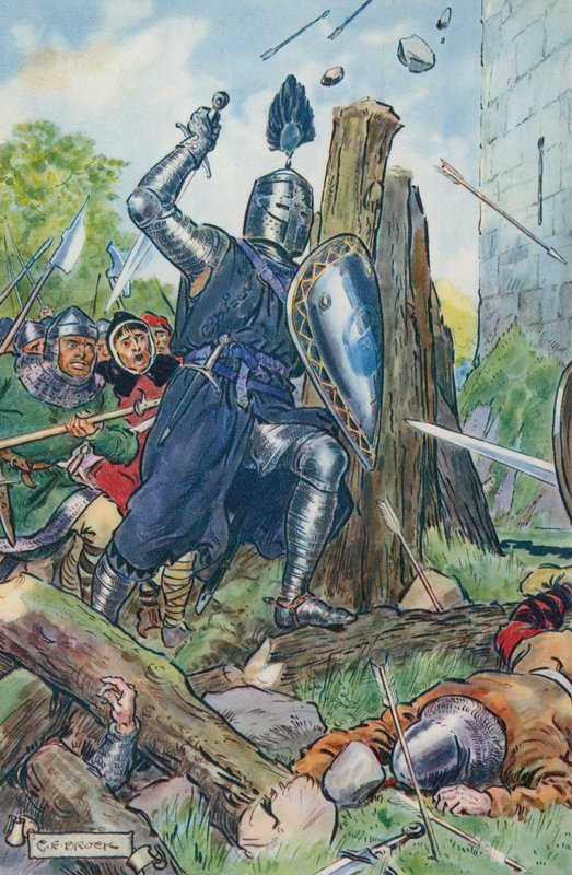 Ilustrace k Obleženému hradu od Sira Waltera Scotta od Charles Edmund Brock