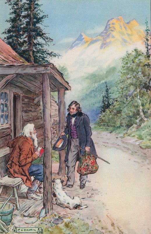 Ilustrace k filmu The Great Stone Face od Nathaniel Hawthorne od Charles Edmund Brock