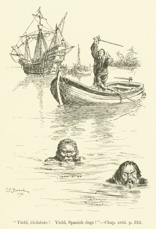 Ilustrace pro Westward Ho! Charles Kingsley (rytina) od Charles Edmund Brock