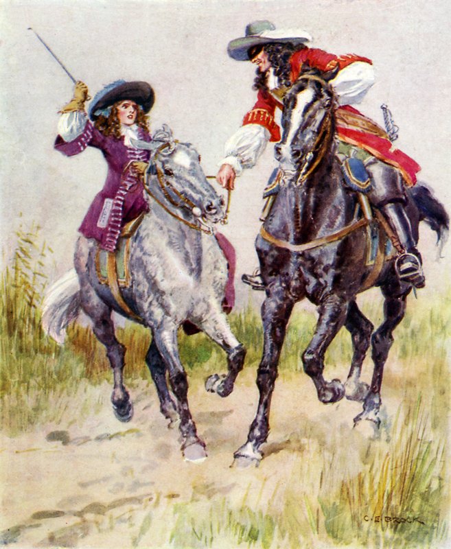 Maskovaný loupežník zastavuje krásnou dívku od Charles Edmund Brock