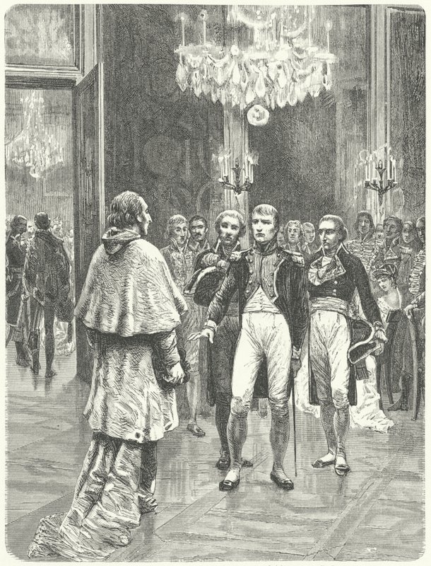 Napoleon přijímá kardinála Ercole Consalviho v paláci Tuileries v Paříži od Charles Edouard Delort