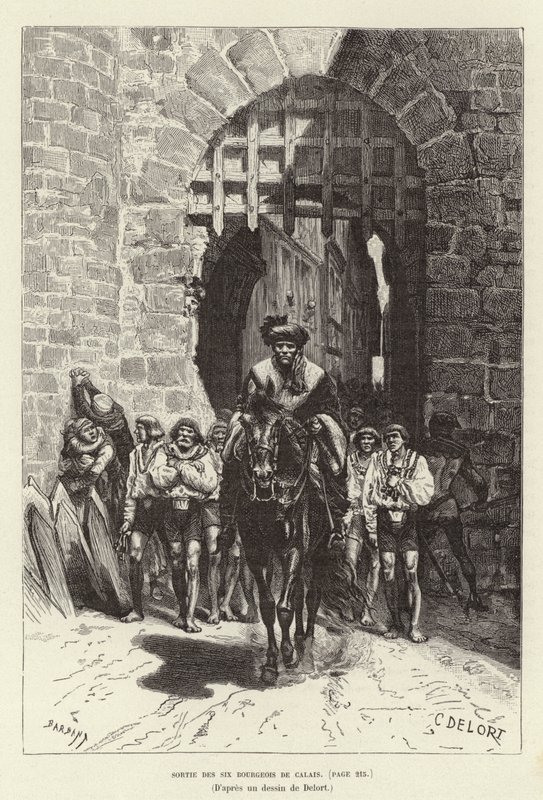 Výjezd ze šesti Bourgeois de Calais. Šest měšťanů Calais opouští město od Charles Edouard Delort