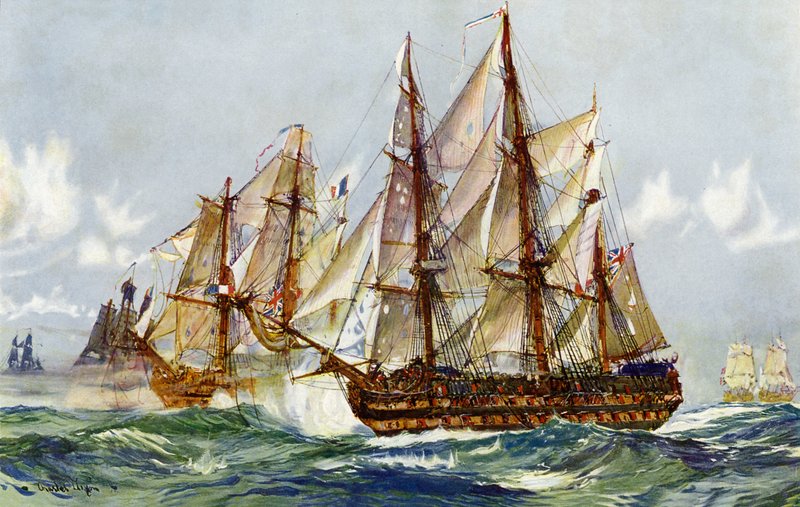 Dobytí Duguay Trouin (Implacable) po Trafalgaru, 1805 od Charles Edward Dixon