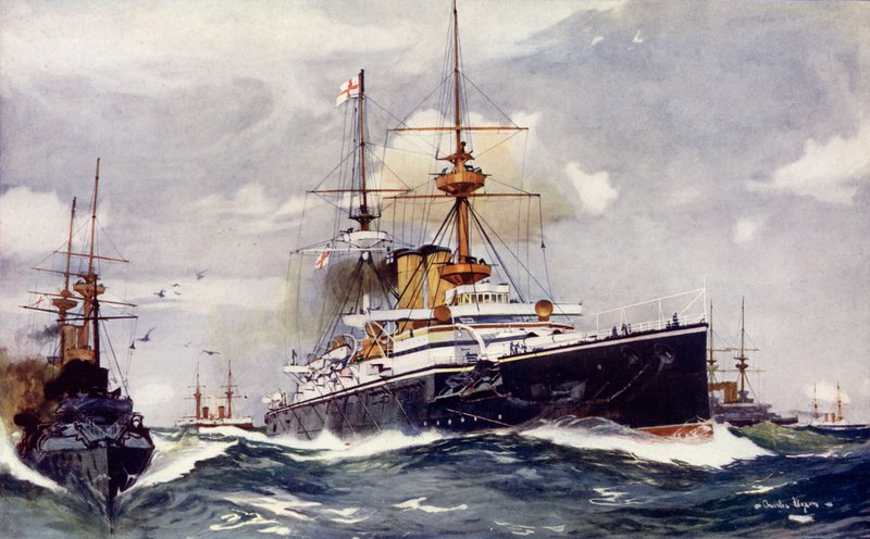 Majestátní. Vlajková loď eskadry pod Lamanšským průlivem, 1901 od Charles Edward Dixon