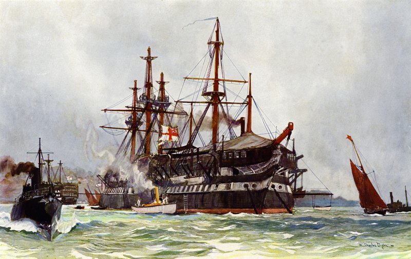 The Old Implacable (Duguay Trouin) v Devonportu, 1901 od Charles Edward Dixon