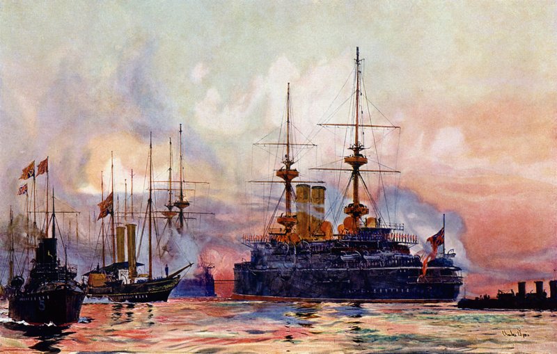 Princ George at Spithead: Námořní Requiem královny Viktorie od Charles Edward Dixon