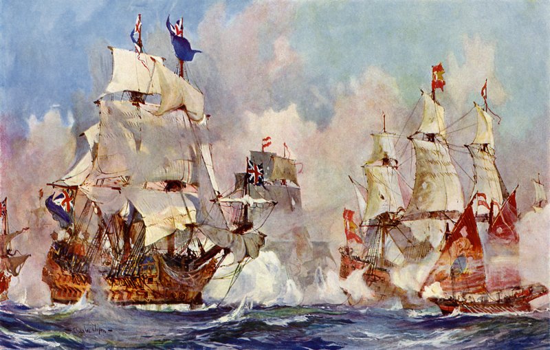 Princ George v bitvě u Malagy, 1704 od Charles Edward Dixon