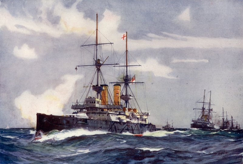 The Revenge Leading the Lee Line of the Reserve Squadron, 1901 od Charles Edward Dixon