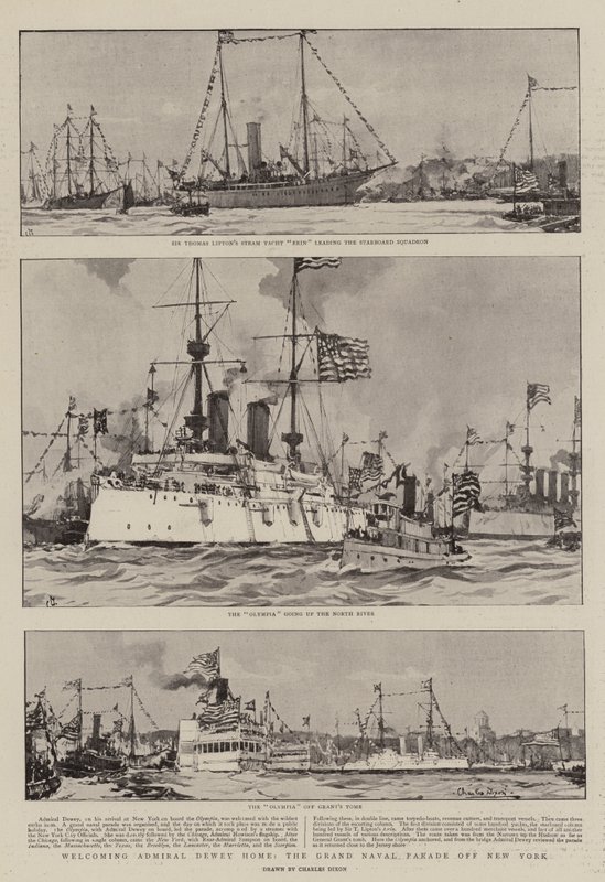 Přivítání Admiral Dewey Home, Grand Naval Parade u New Yorku od Charles Edward Dixon
