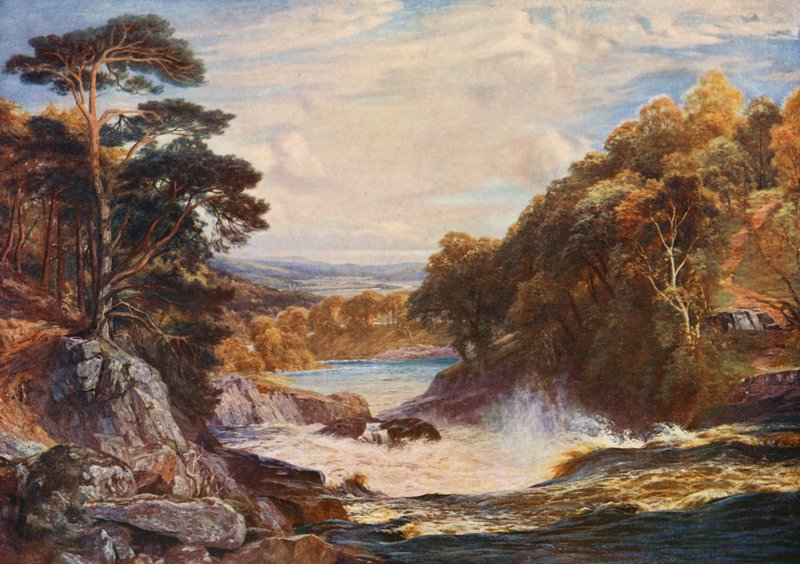 Vodopády Tummel (barevná litografie) od Charles Edward Johnson