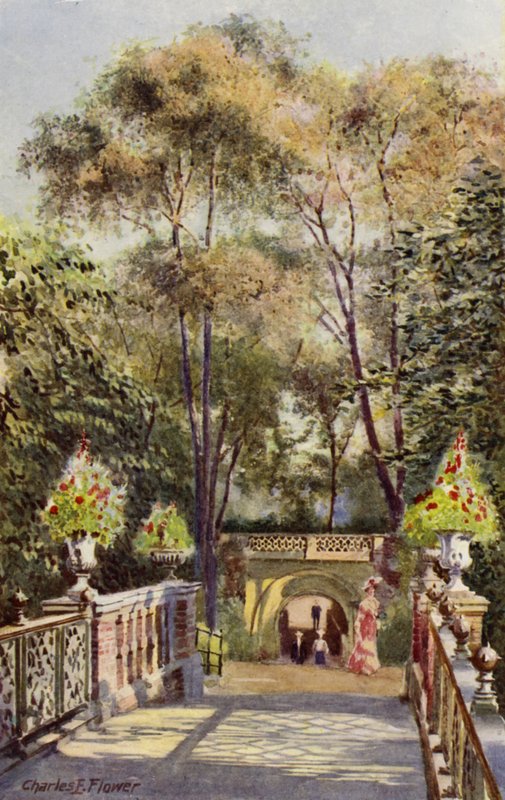 Londýnská zoo: Tunel, z Canal Bridge (barevná lito) od Charles Edwin Flower