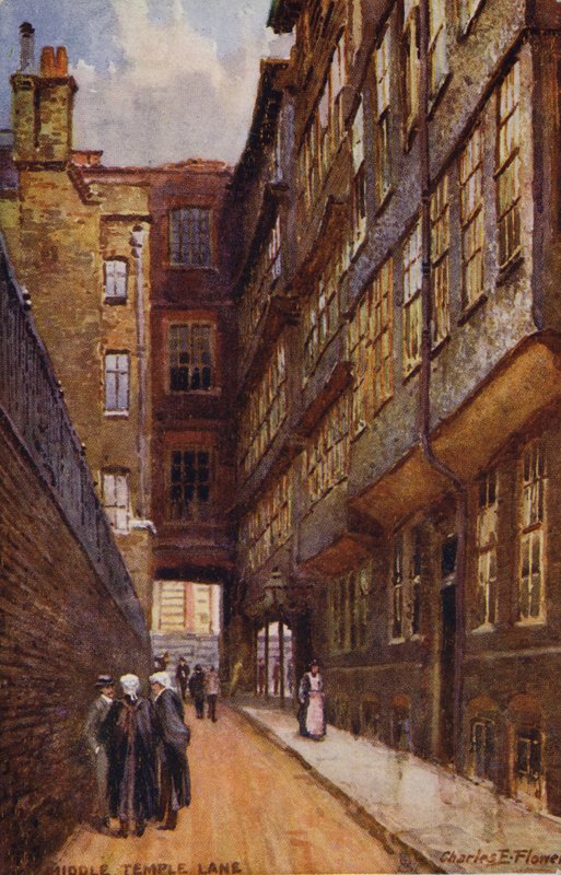 Middle Temple Lane, Londýn od Charles Edwin Flower