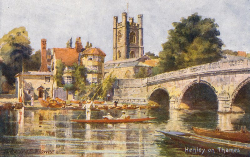 Řeka Temže: Henley na Temži (barevná litografie) od Charles Edwin Flower