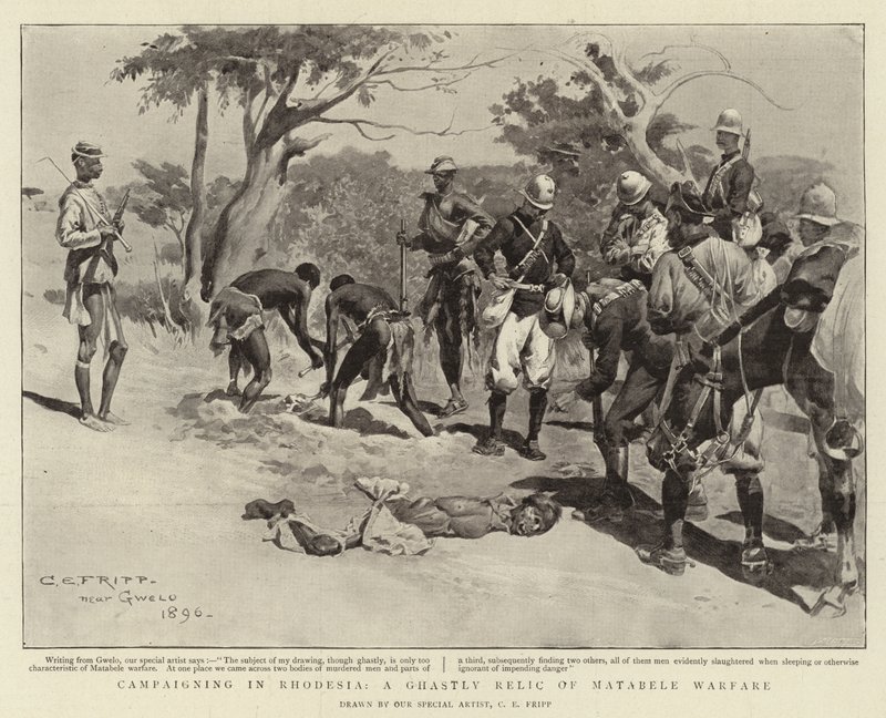 Kampaň v Rhodesii, příšerné relikvii Matabele Warfare od Charles Edwin Fripp