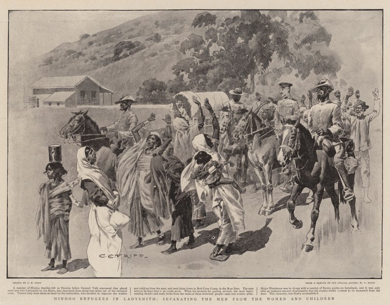 Hindooští uprchlíci v Ladysmith, oddělující muže od žen a dětí od Charles Edwin Fripp