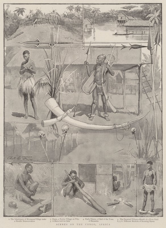 Scény z Konga, Afrika od Charles Edwin Fripp