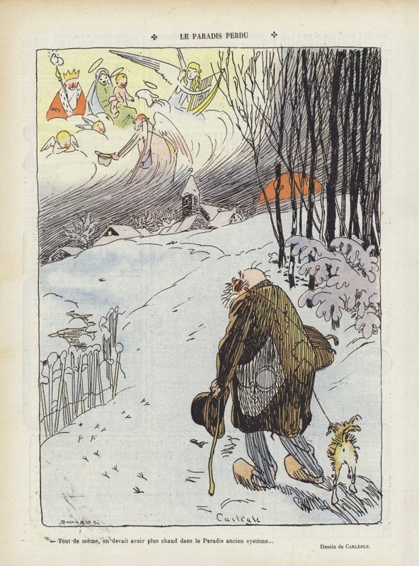 Ztracený ráj. Ilustrace k filmu Le Rire od Charles Emile Egli