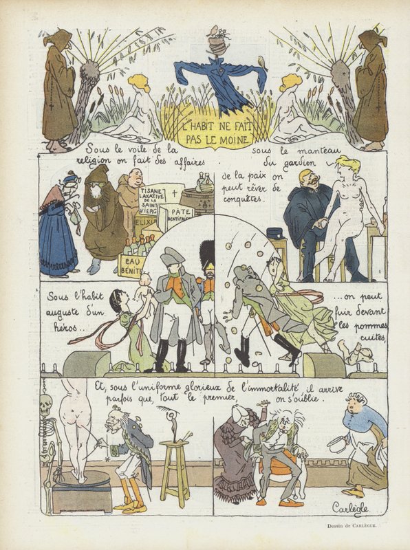 Šaty nedělají člověka. Ilustrace pro Le Rire od Charles Emile Egli