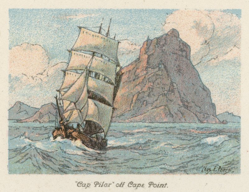 Jižní Afrika: "Cap Pilar" u Cape Point (barevná litografie) od Charles Ernest Peers