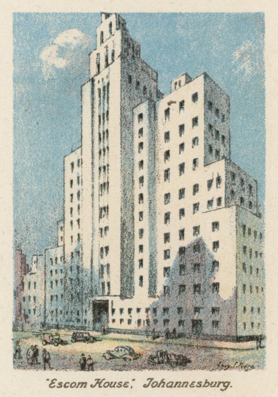 Jižní Afrika: "Escom House", Johannesburg (barevná litografie) od Charles Ernest Peers