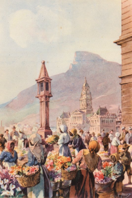 Jihoafrická republika: Prodavači květin, Capetown (barevná litografie) od Charles Ernest Peers